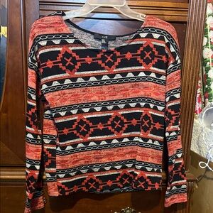 Women's XXI Medium Geometric Patterned Top - Red and Black